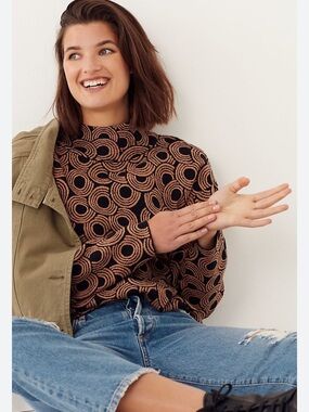 MAEVE ANTHROPOLOGIE Cary’s mock neck sweater brown black XS